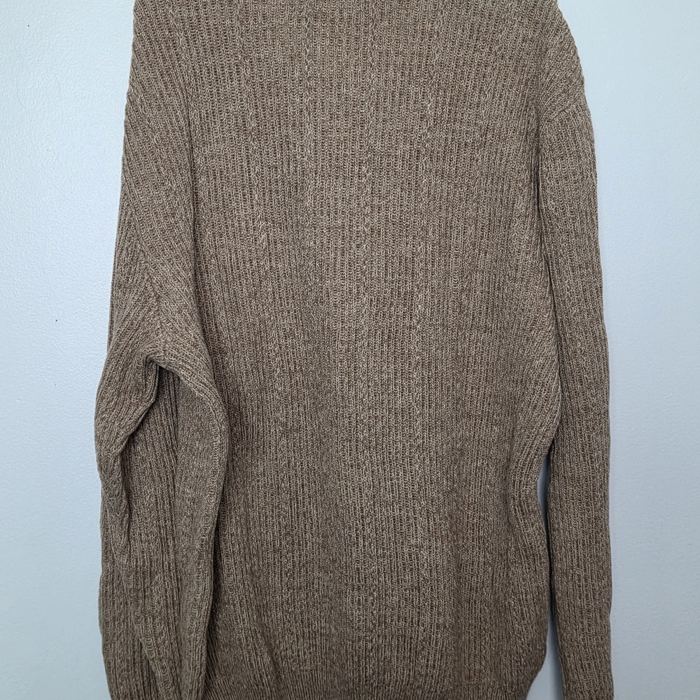 Chaps Pullover Sweater Mens L Beige Ribbed 100% Cotton NWT - Picture 4 of 9